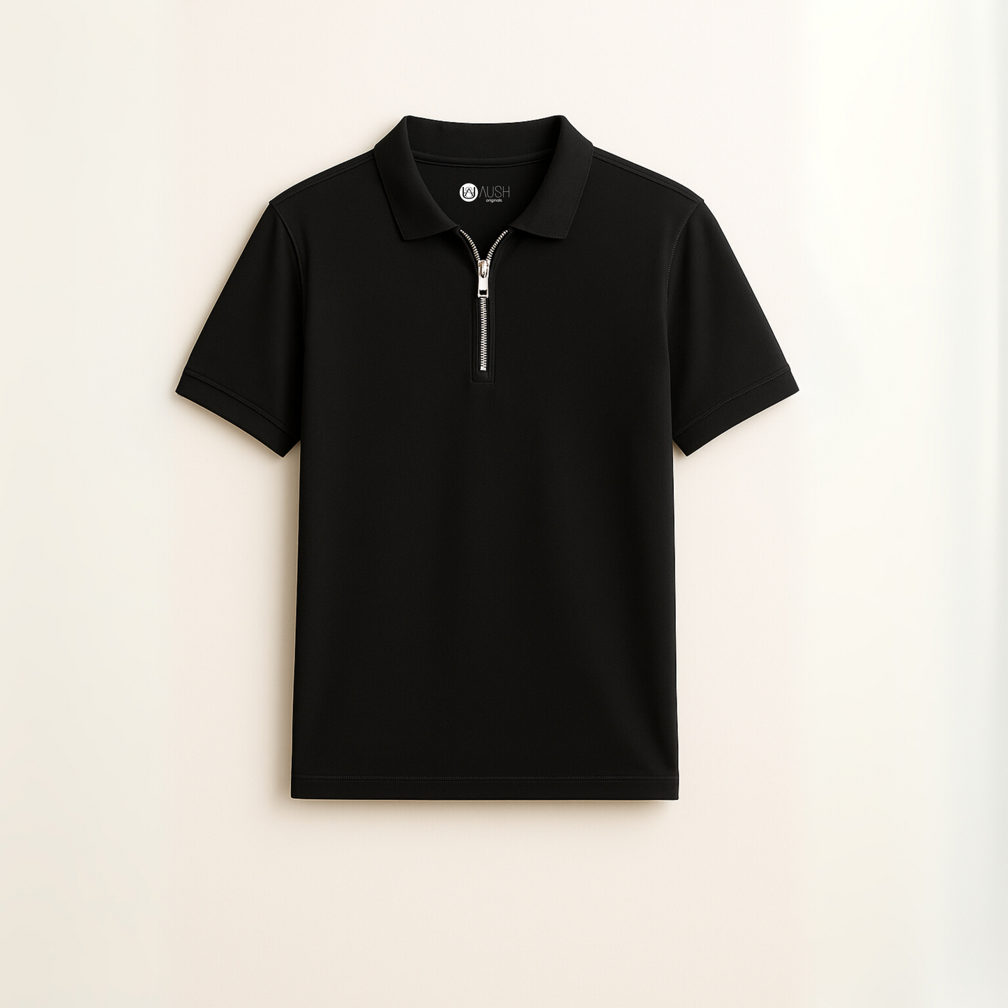 Black Graphite Line – Structured Zip Polo