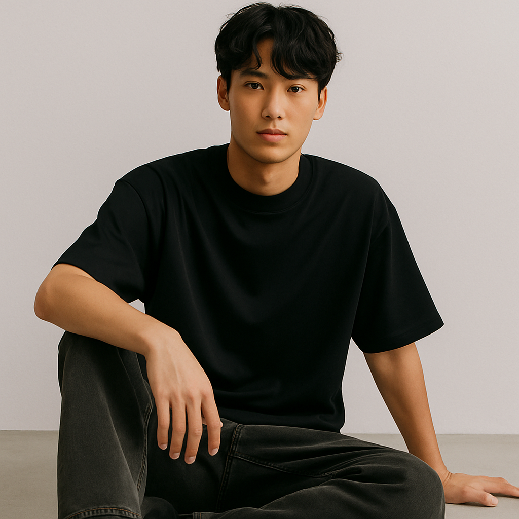 Jet Mode – Black French Terry Oversized Fit