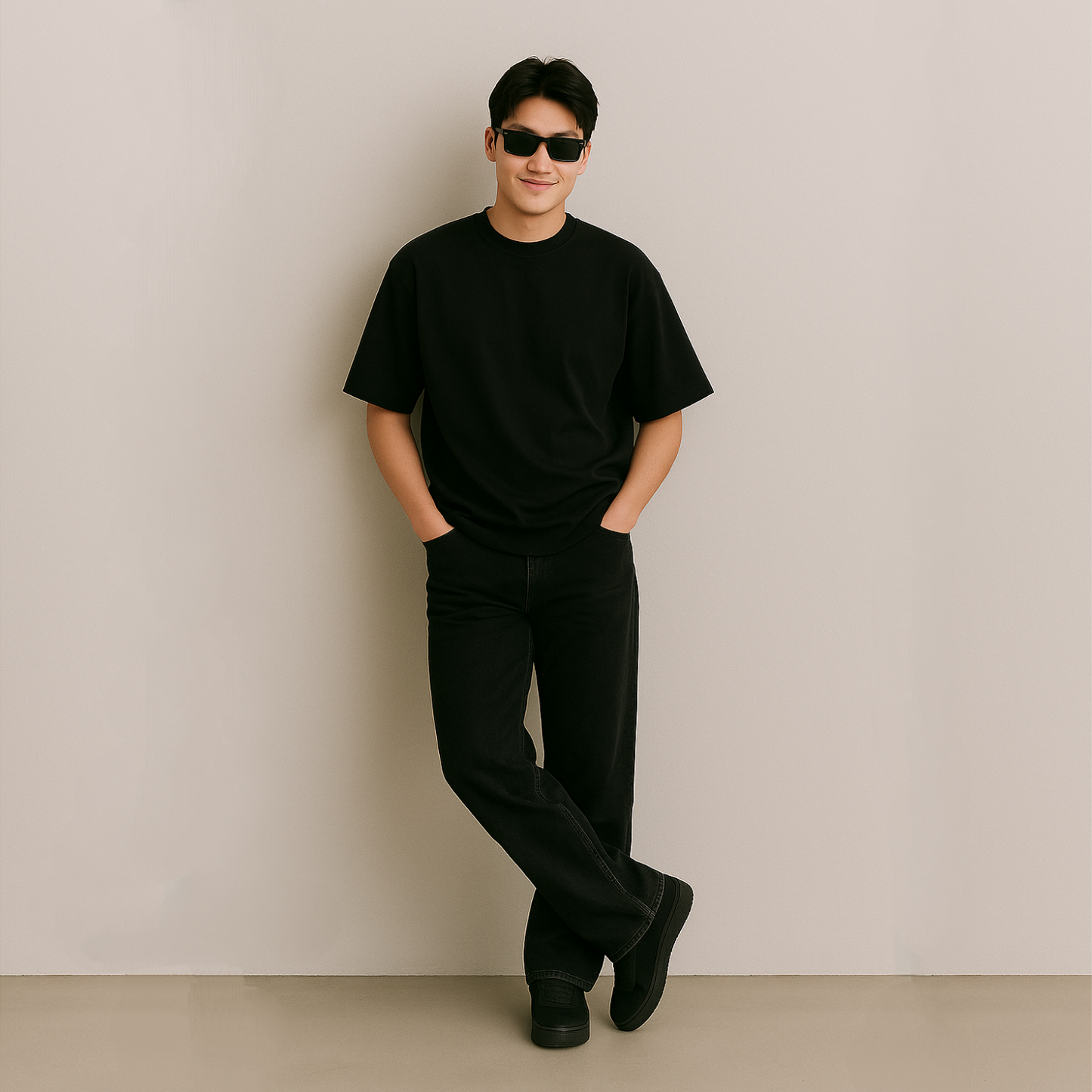 Jet Mode – Black French Terry Oversized Fit