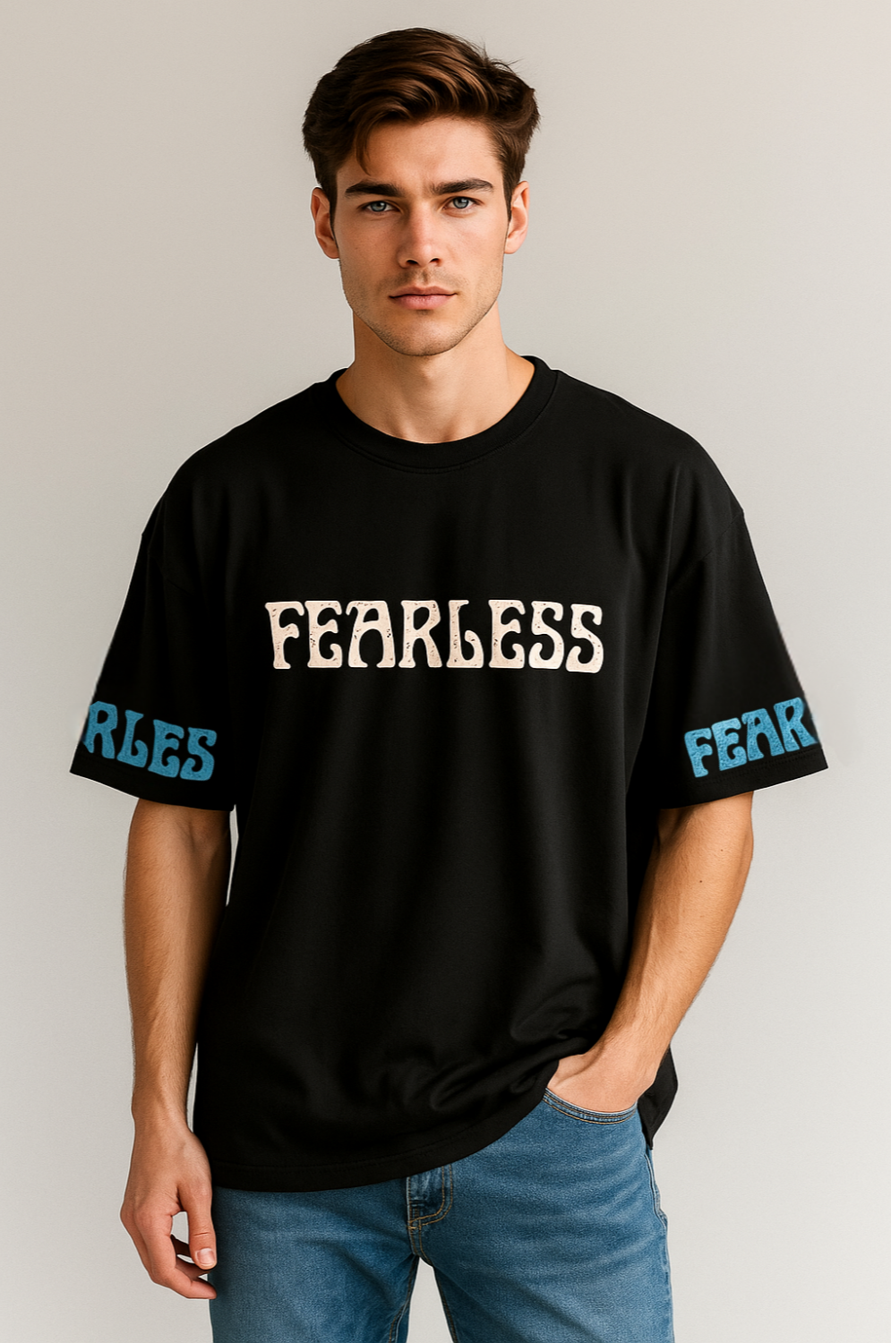 Black Fearless Lion – Oversized Fit