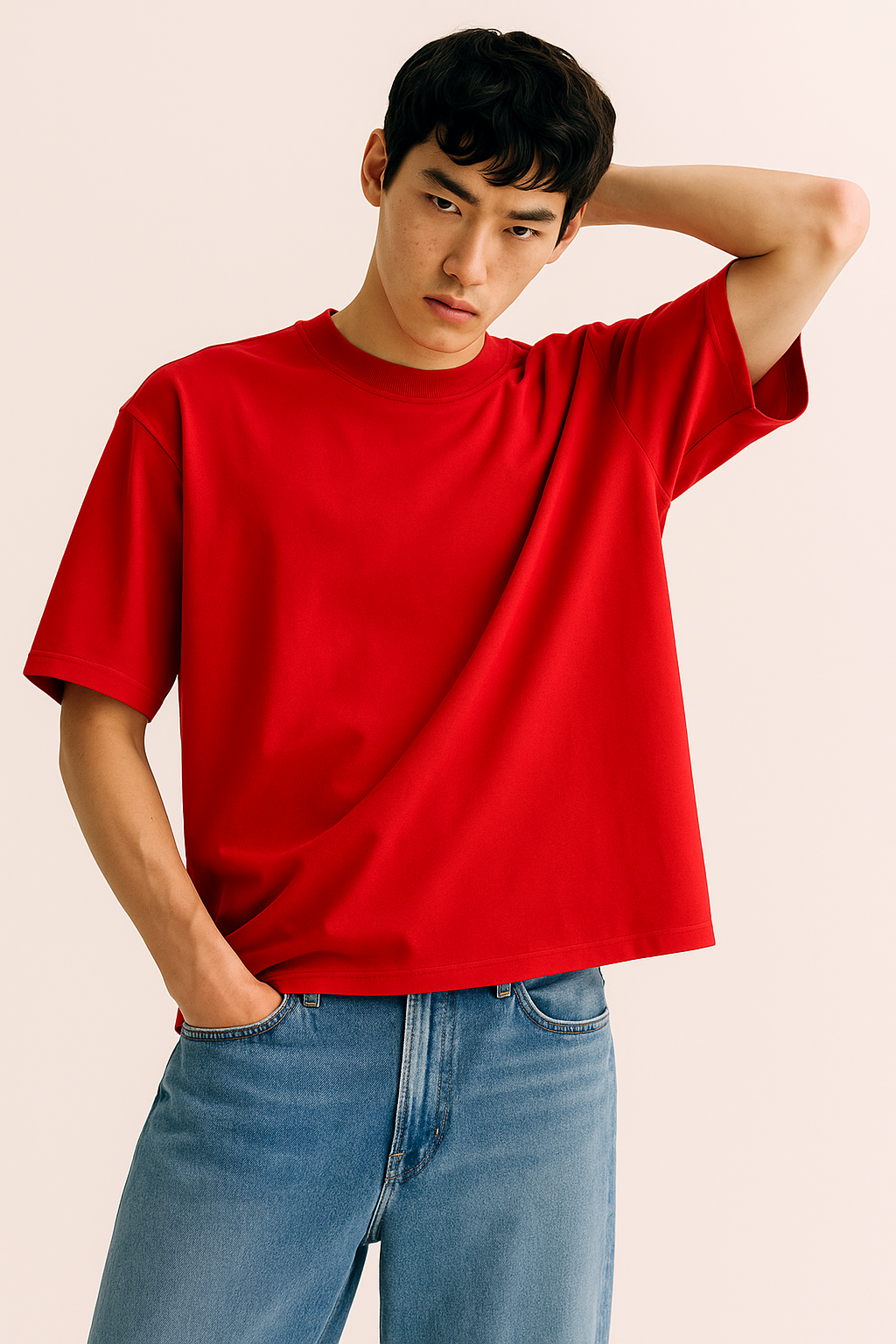 Cherry Blaze – Red French Terry Oversized Fit