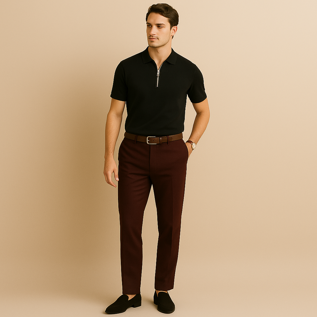 Black Graphite Line – Structured Zip Polo