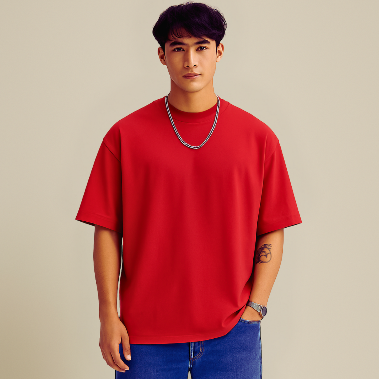 Cherry Blaze – Red French Terry Oversized Fit
