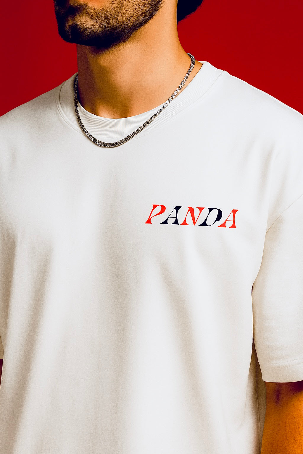 Panda Drift – White Oversized Fit