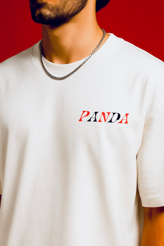 Panda Drift – White Oversized Fit