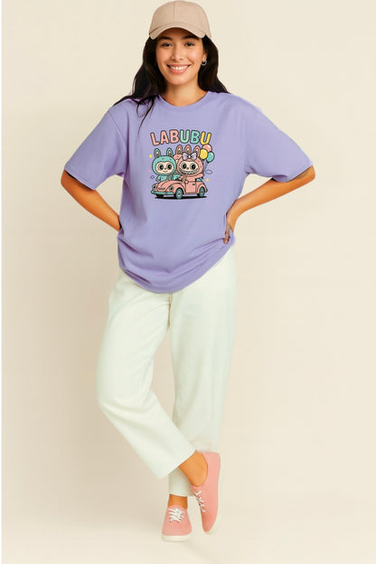 Labubu Car Ride - French terry Oversized Tee