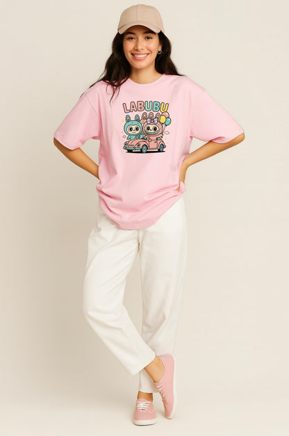 Labubu Car Ride - French terry Oversized Tee