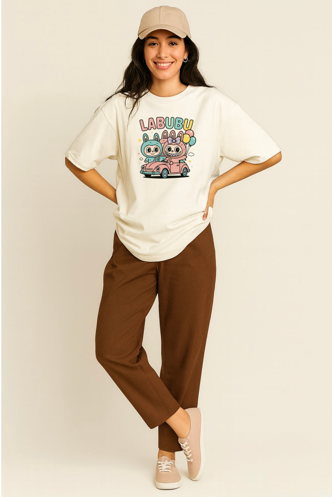 Labubu Car Ride - French terry Oversized Tee