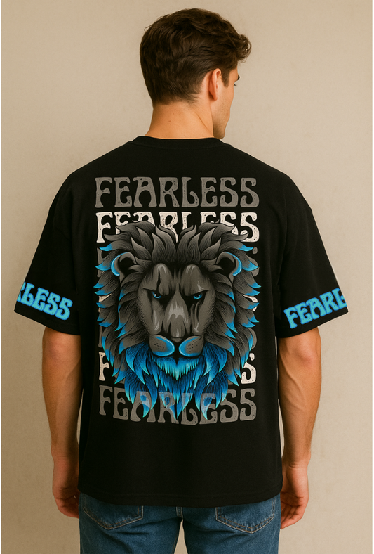 Black Fearless Lion – Oversized Fit