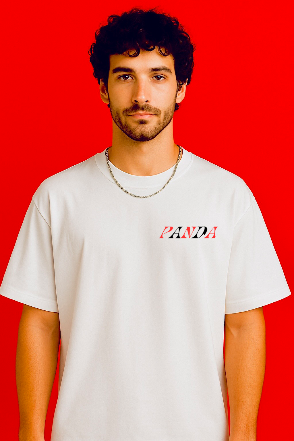 Panda Drift – White Oversized Fit