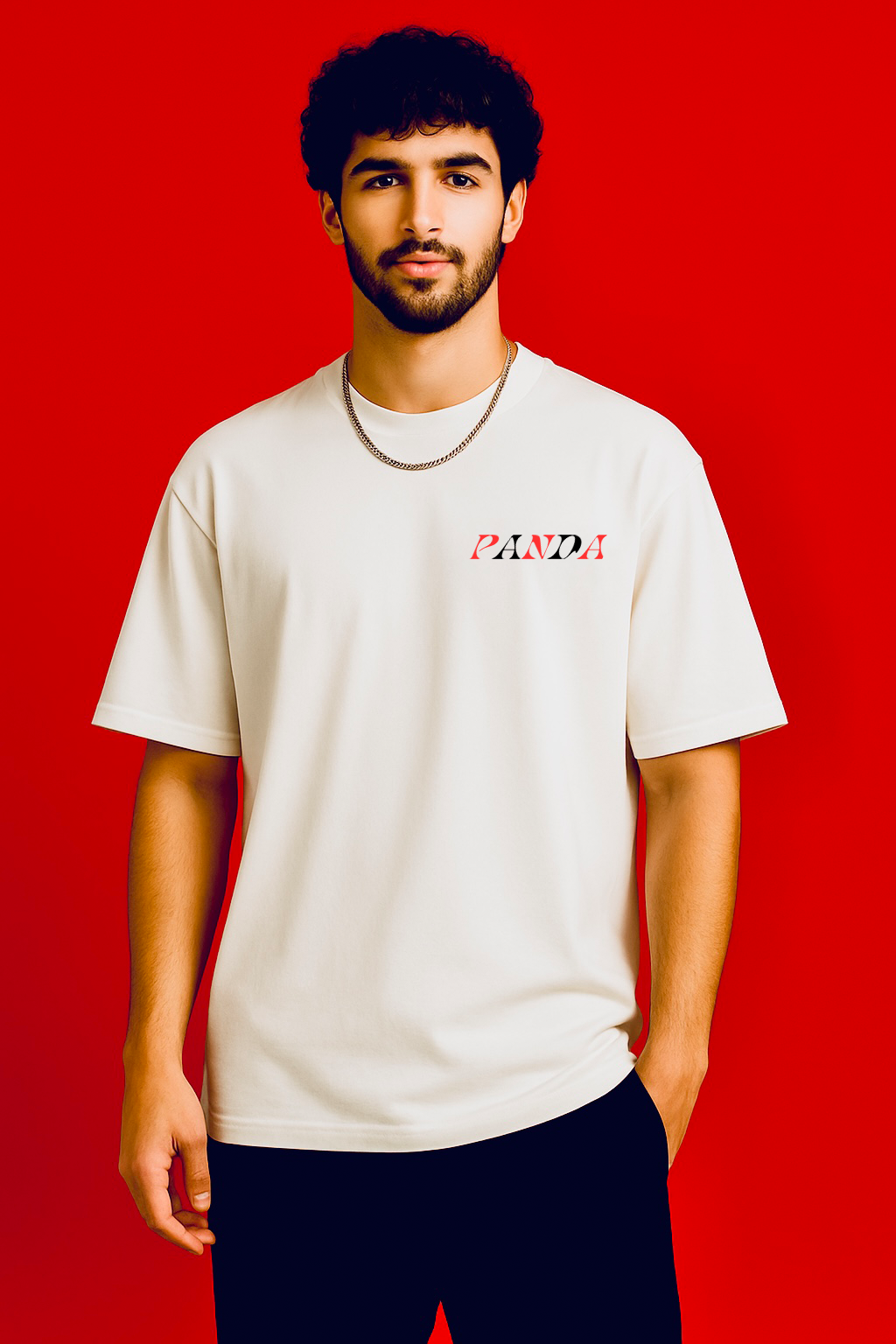 Panda Drift – White Oversized Fit