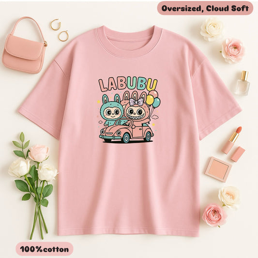 Labubu Car Ride - French terry Oversized Tee
