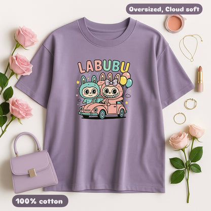 Labubu Car Ride - French terry Oversized Tee