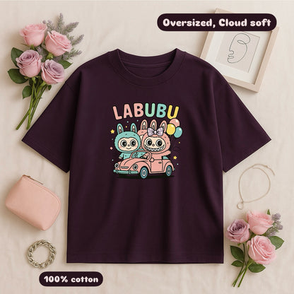 Labubu Car Ride - French terry Oversized Tee