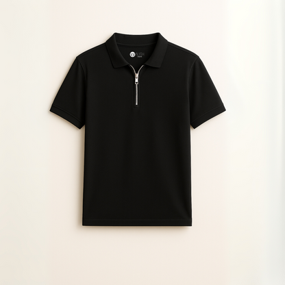 Black Graphite Line – Structured Zip Polo