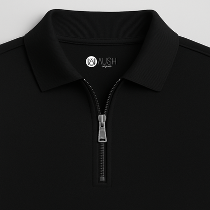 Black Graphite Line – Structured Zip Polo
