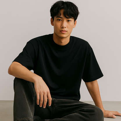 Jet Mode – Black French Terry Oversized Fit