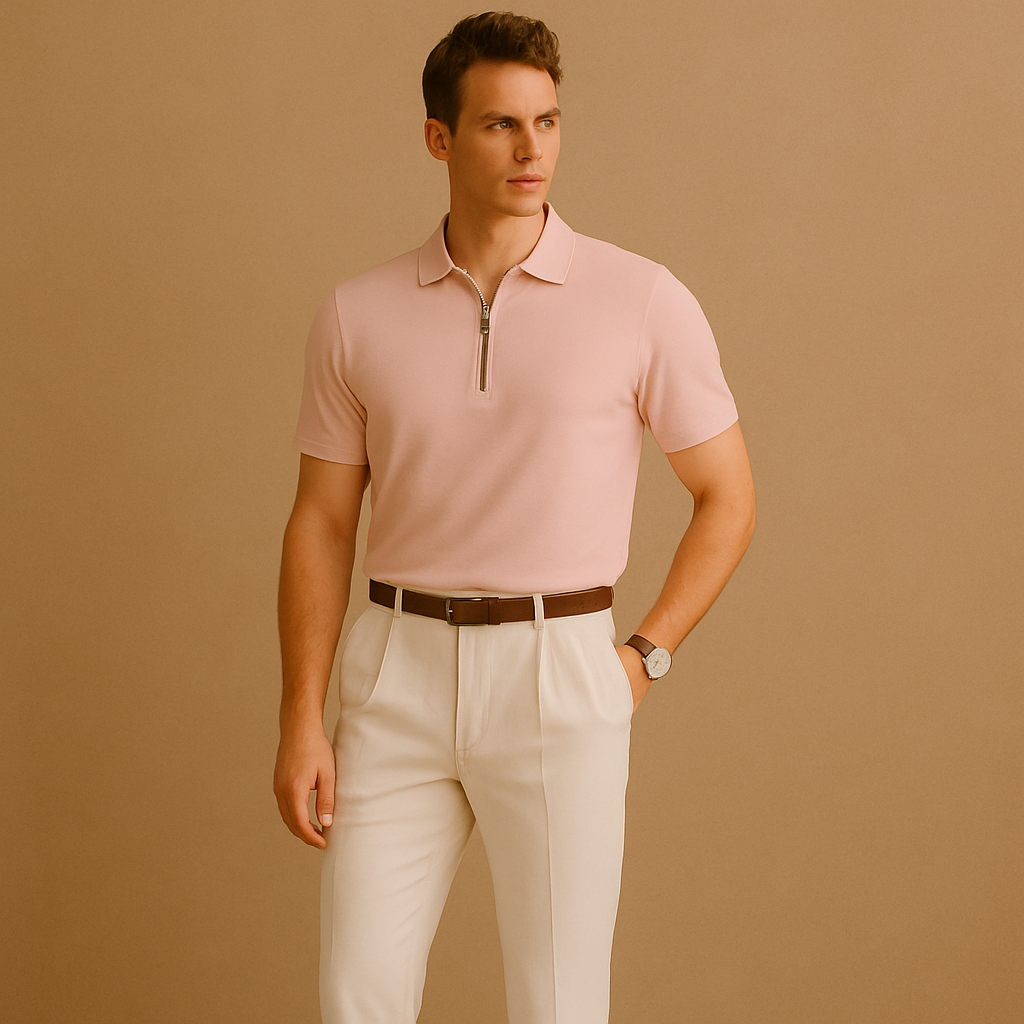 Pink Blush Cast – Refined Zip Polo