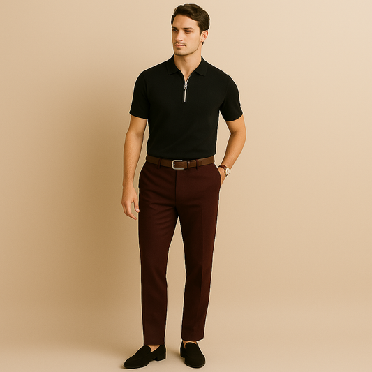 Black Graphite Line – Structured Zip Polo
