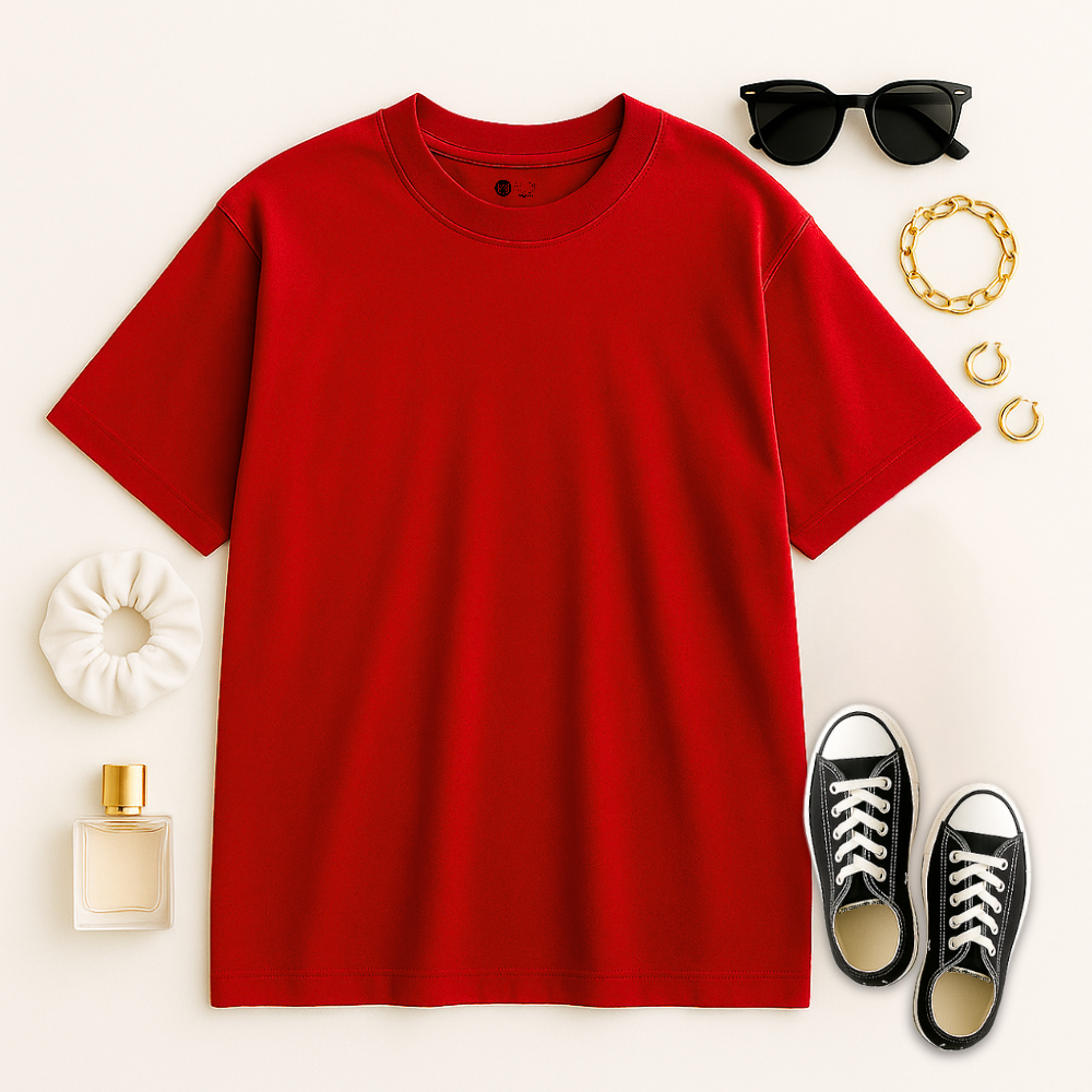 Scarlet – Red french terry Oversized Fit