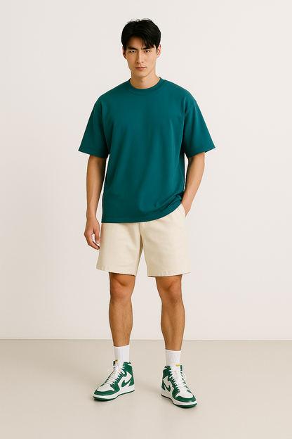 Smoke – Crystal Teal French Terry Oversized Fit