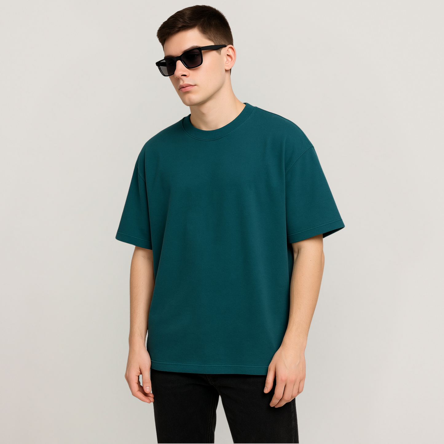 Smoke – Crystal Teal French Terry Oversized Fit